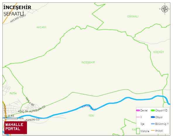 İNCEŞEHİR Mahallesi Haritası | Dağlar, Ovalar ve Akarsu Bilgileri