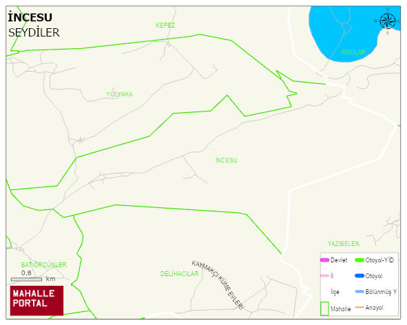 İNCESU Köyü Haritası | Mahalle ve Köy Sınırı