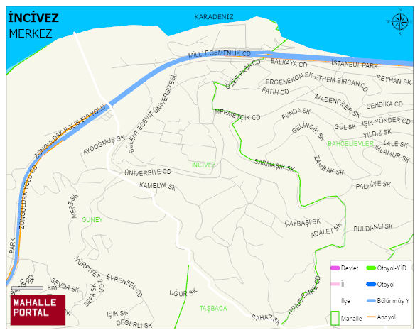 İNCİVEZ Mahallesi Haritası | Detaylı Köy ve Mahalle Görünümü
