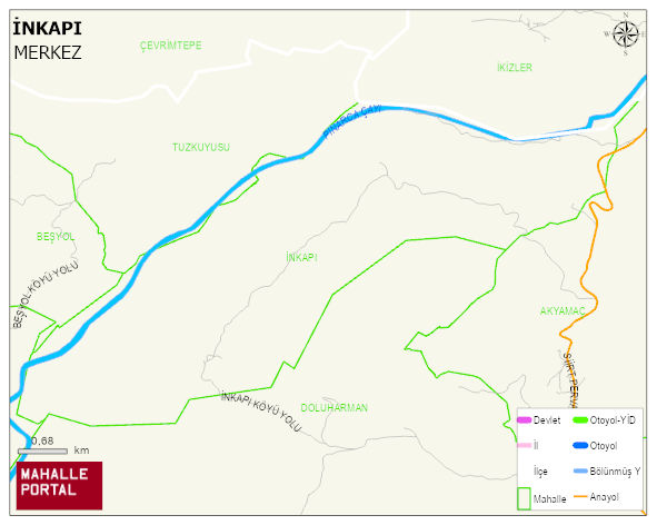 İNKAPI Köyü Haritası | Mahalle ve Köy Sınırı