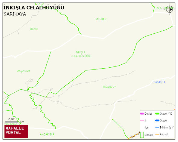 İNKIŞLA CELALHÜYÜĞÜ Köyü Haritası | Yükselti ve Doğa Özellikleri