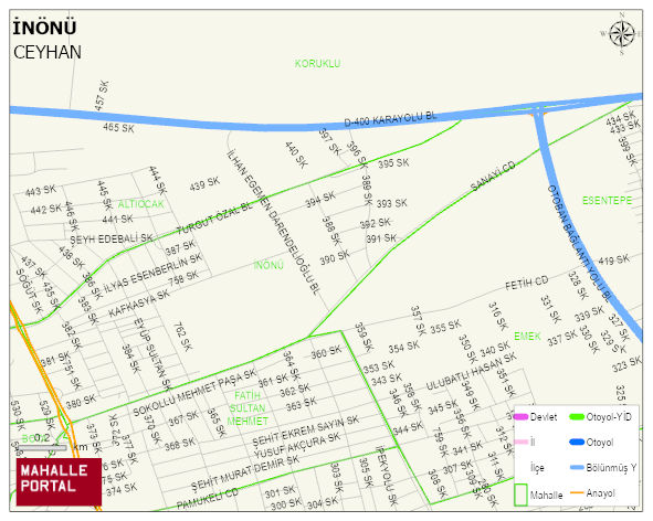 İNÖNÜ Mahallesi Haritası | Coğrafi Yapı ve Detaylı Haritası