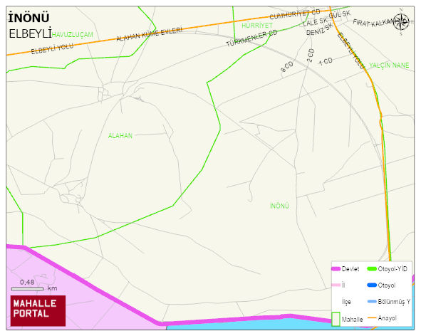 İNÖNÜ Mahallesi Haritası | Dağlar, Ovalar ve Akarsu Bilgileri