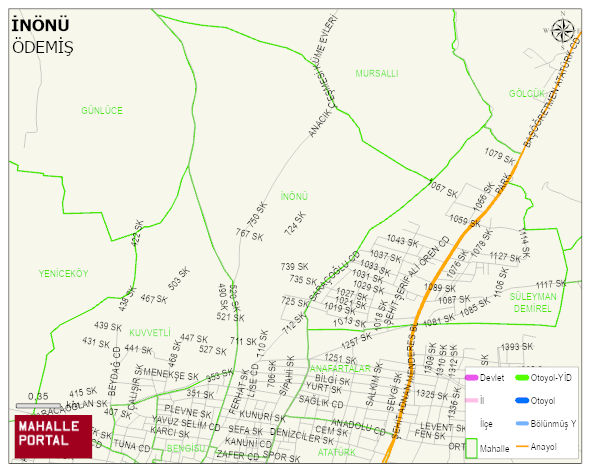 İNÖNÜ Mahallesi Haritası | Yükselti ve Doğa Özellikleri