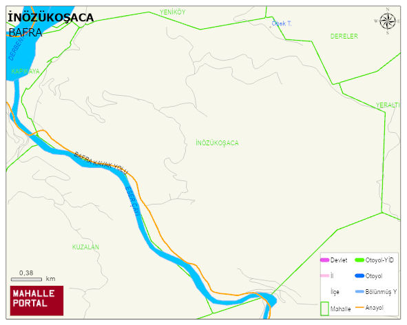 İNÖZÜKOŞACA Mahallesi Haritası | Coğrafi Yapı ve Detaylı Haritası