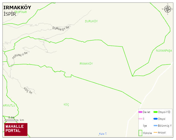 IRMAKKÖY Mahallesi Haritası | Yükselti ve Doğa Özellikleri