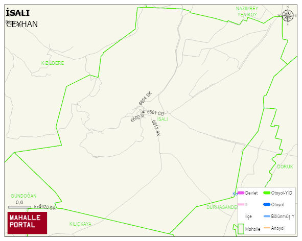 İSALI Mahallesi Haritası | İnteraktif Köy ve Mahalle Sınırları