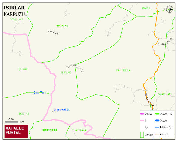 IŞIKLAR Mahallesi Haritası | Mahalle ve Köy Sınırı