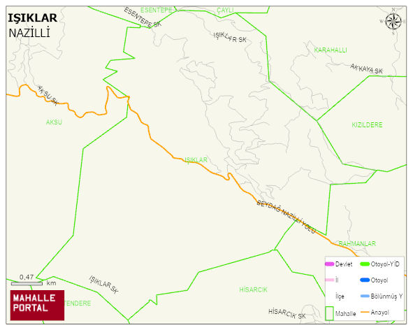 IŞIKLAR Mahallesi Haritası | Mahalle ve Köy Sınırı