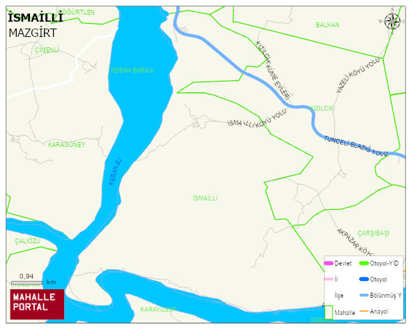 İSMAİLLİ Köyü Haritası | Yükselti ve Doğa Özellikleri