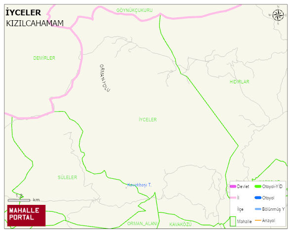 İYCELER Mahallesi Haritası | Yükselti ve Doğa Özellikleri