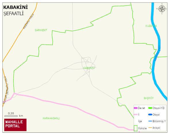 KABAKİNİ Köyü Haritası | Mahalle ve Köy Sınırı