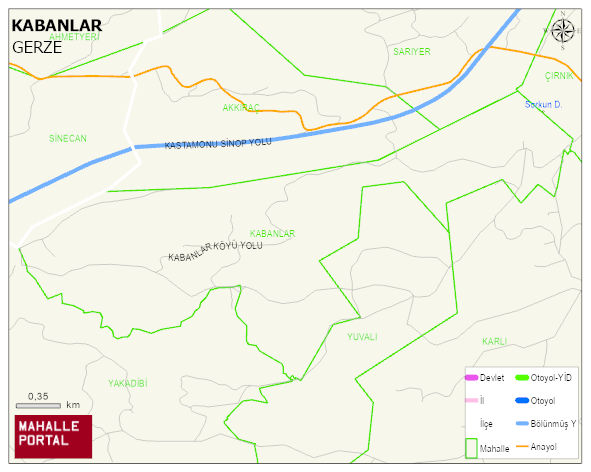 KABANLAR Köyü Haritası | Dağlar, Ovalar ve Akarsu Bilgileri