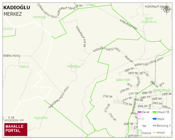 KADIOĞLU Köyü Haritası | Mahalle ve Köy Sınırı