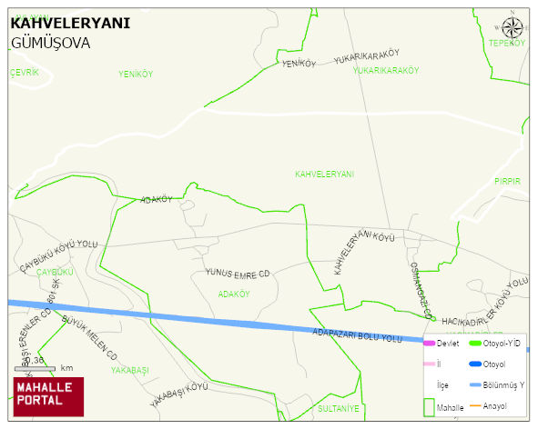 KAHVELERYANI Köyü Haritası | İnteraktif Köy ve Mahalle Sınırları