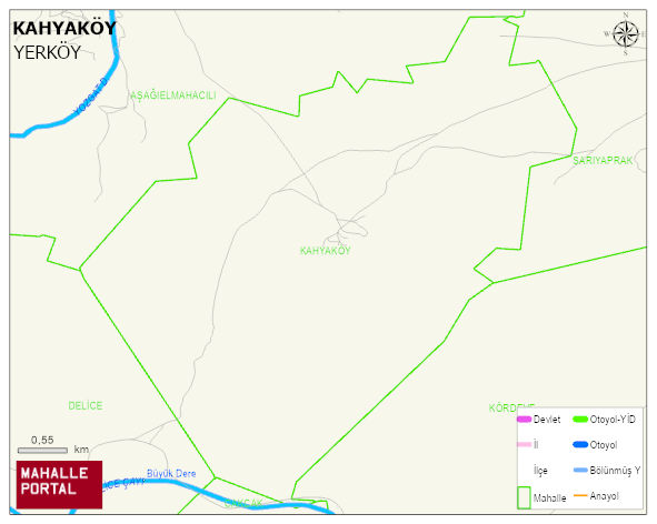 KAHYAKÖY Köyü Haritası | Yükselti ve Doğa Özellikleri