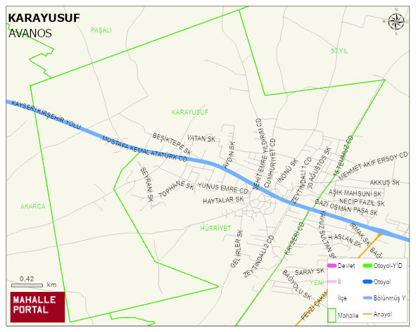 KALABA BELDESİ KARAYUSUF Mahallesi Haritası | Mahalle Sokak Haritası