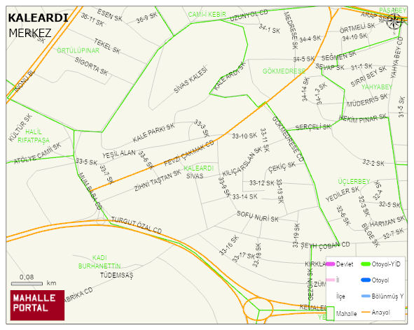 KALEARDI Mahallesi Haritası | Mahalle ve Köy Sınırı