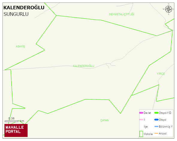 KALENDEROĞLU Köyü Haritası | Sayısal Bölge Görünümü