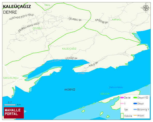 KALEÜÇAĞIZ Mahallesi Haritası | Mahalle ve Köy Sınırı