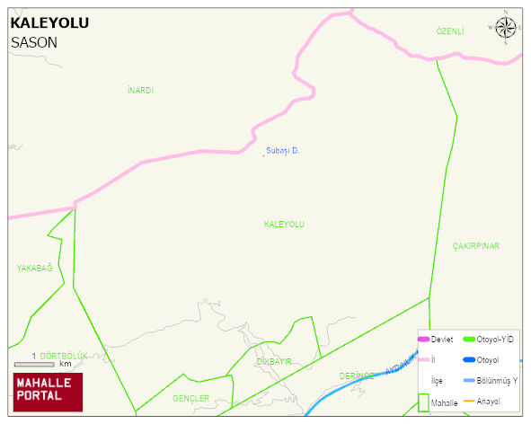 KALEYOLU Köyü Haritası | Yükselti ve Doğa Özellikleri