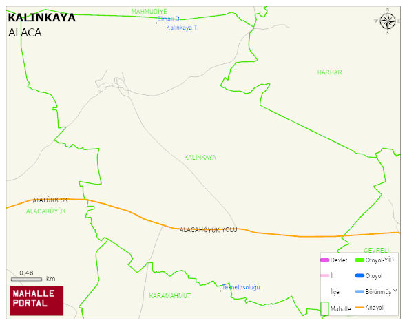 KALINKAYA Köyü Haritası | Yükselti ve Doğa Özellikleri
