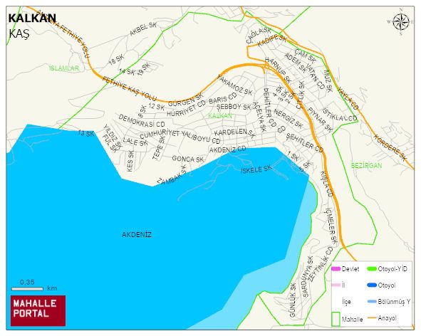 KALKAN Mahallesi Haritası | Detaylı Köy ve Mahalle Görünümü