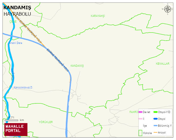 KANDAMIŞ Mahallesi Haritası | Dağlar, Ovalar ve Akarsu Bilgileri