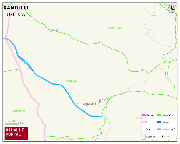 KANDİLLİ Köyü Haritası | Yükselti ve Doğa Özellikleri