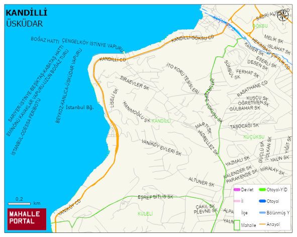 KANDİLLİ Mahallesi Haritası | Güncel Mahalle ve Köy Haritası