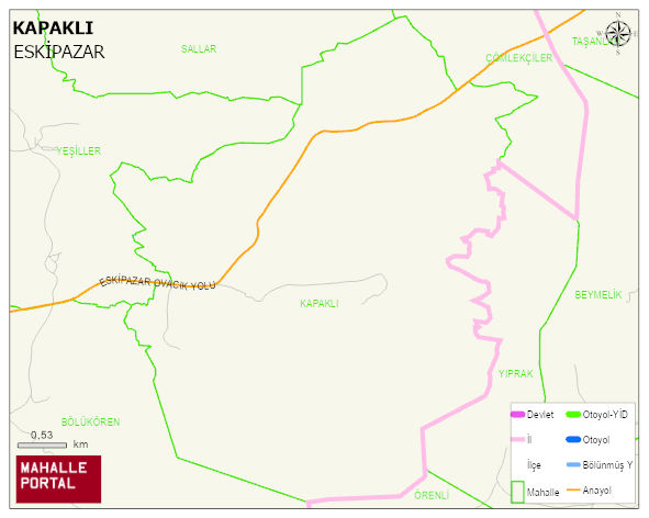 KAPAKLI Köyü Haritası | Yükselti ve Doğa Özellikleri