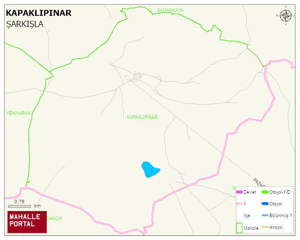 KAPAKLIPINAR Köyü Haritası | Dağlar, Ovalar ve Akarsu Bilgileri