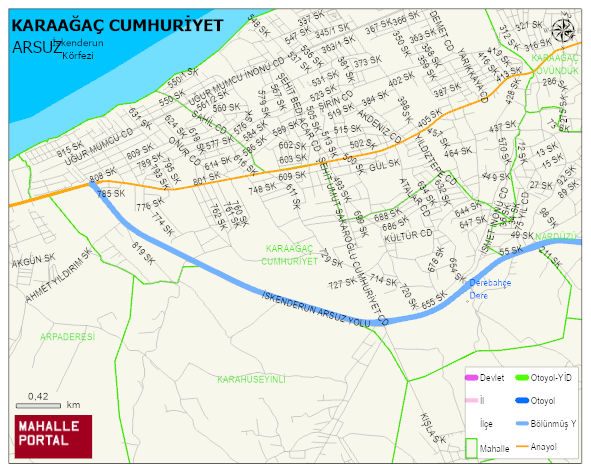 KARAAĞAÇ CUMHURİYET Mahallesi Haritası | İnteraktif Köy ve Mahalle Sınırları