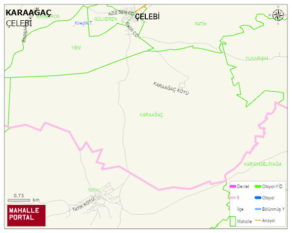 KARAAĞAÇ Köyü Haritası | Detaylı Köy ve Mahalle Görünümü