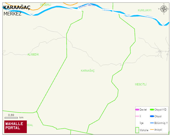 KARAAĞAÇ Köyü Haritası | İnteraktif Köy ve Mahalle Sınırları