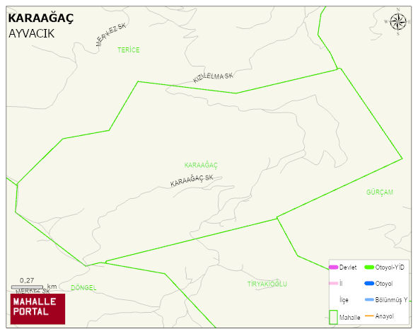 KARAAĞAÇ Mahallesi Haritası | Dağlar, Ovalar ve Akarsu Bilgileri