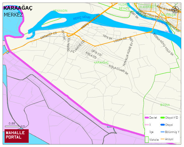 KARAAĞAÇ Mahallesi Haritası | Mahalle ve Köy Sınırı