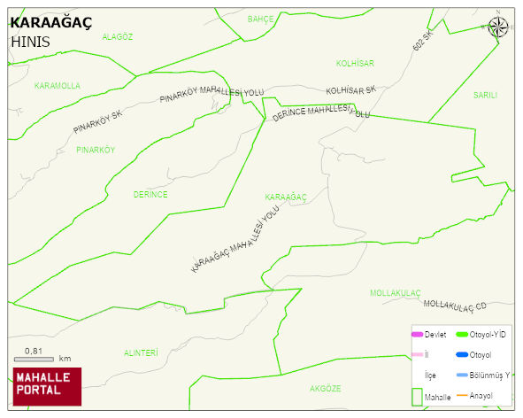 KARAAĞAÇ Mahallesi Haritası | Yükselti ve Doğa Özellikleri