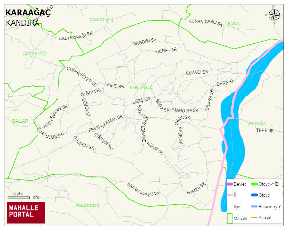 KARAAĞAÇ Mahallesi Haritası | Dağlar, Ovalar ve Akarsu Bilgileri