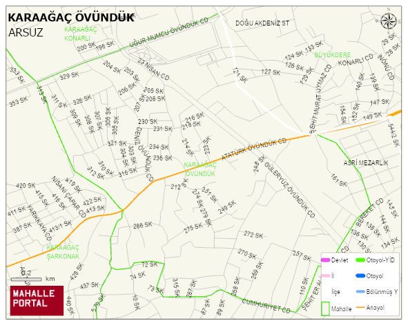 KARAAĞAÇ ÖVÜNDÜK Mahallesi Haritası | Güncel Mahalle ve Köy Haritası