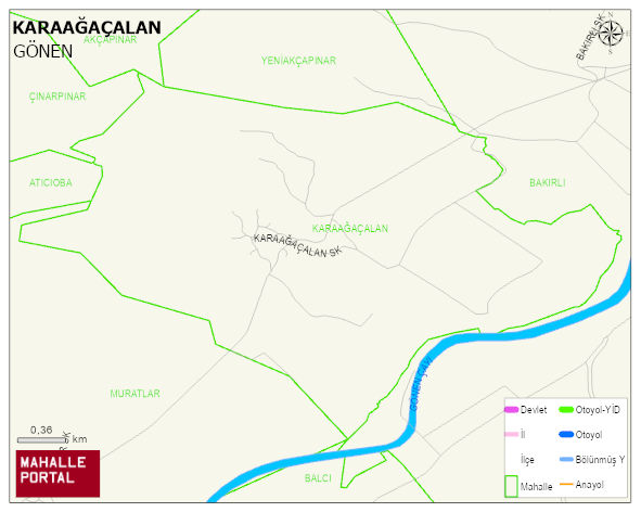 KARAAĞAÇALAN Mahallesi Haritası | Dağlar, Ovalar ve Akarsu Bilgileri