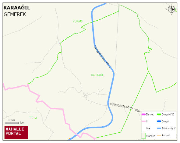 KARAAĞIL Köyü Haritası | Yükselti ve Doğa Özellikleri