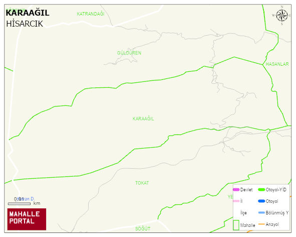 KARAAĞIL Köyü Haritası | Dağlar, Ovalar ve Akarsu Bilgileri