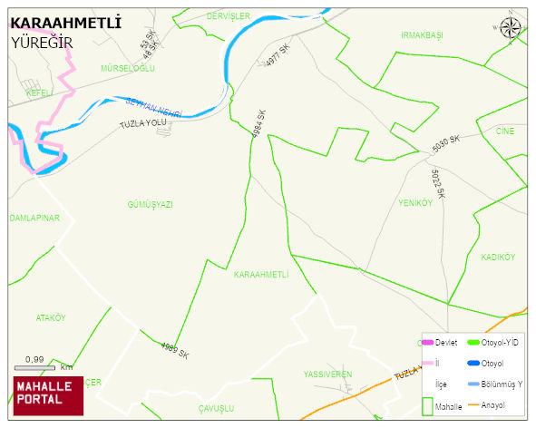 KARAAHMETLİ Mahallesi Haritası | Yükselti ve Doğa Özellikleri