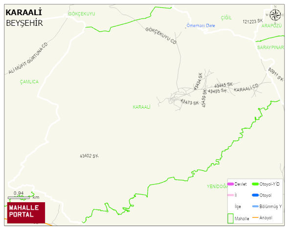 KARAALİ Mahallesi Haritası | Dağlar, Ovalar ve Akarsu Bilgileri