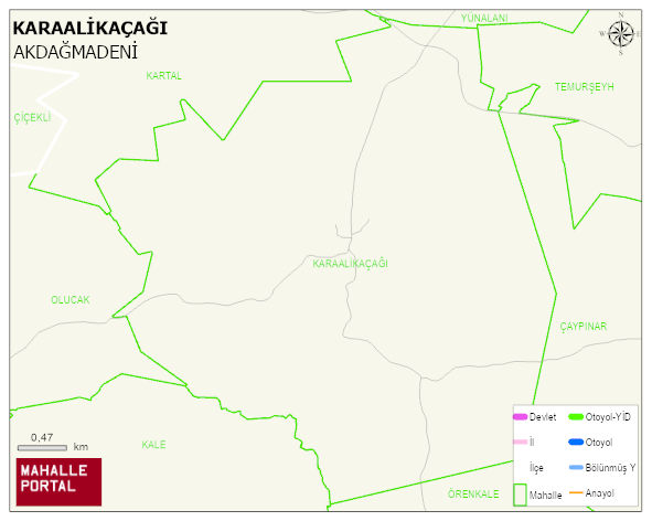 KARAALİKAÇAĞI Köyü Haritası | İnteraktif Köy ve Mahalle Sınırları