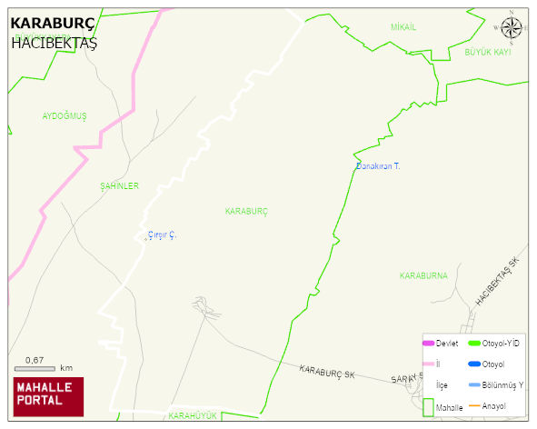 KARABURÇ Köyü Haritası | Yükselti ve Doğa Özellikleri