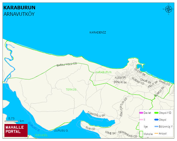KARABURUN Mahallesi Haritası | Yükselti ve Doğa Özellikleri