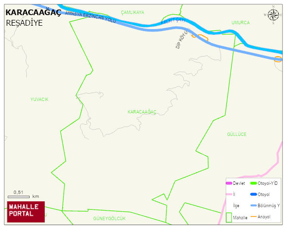 KARACAAĞAÇ Köyü Haritası | Sayısal Bölge Görünümü