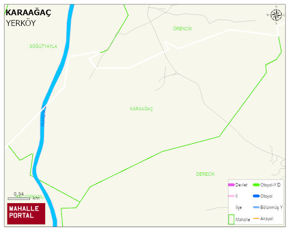 KARAAĞAÇ Köyü Haritası | İnteraktif Köy ve Mahalle Sınırları